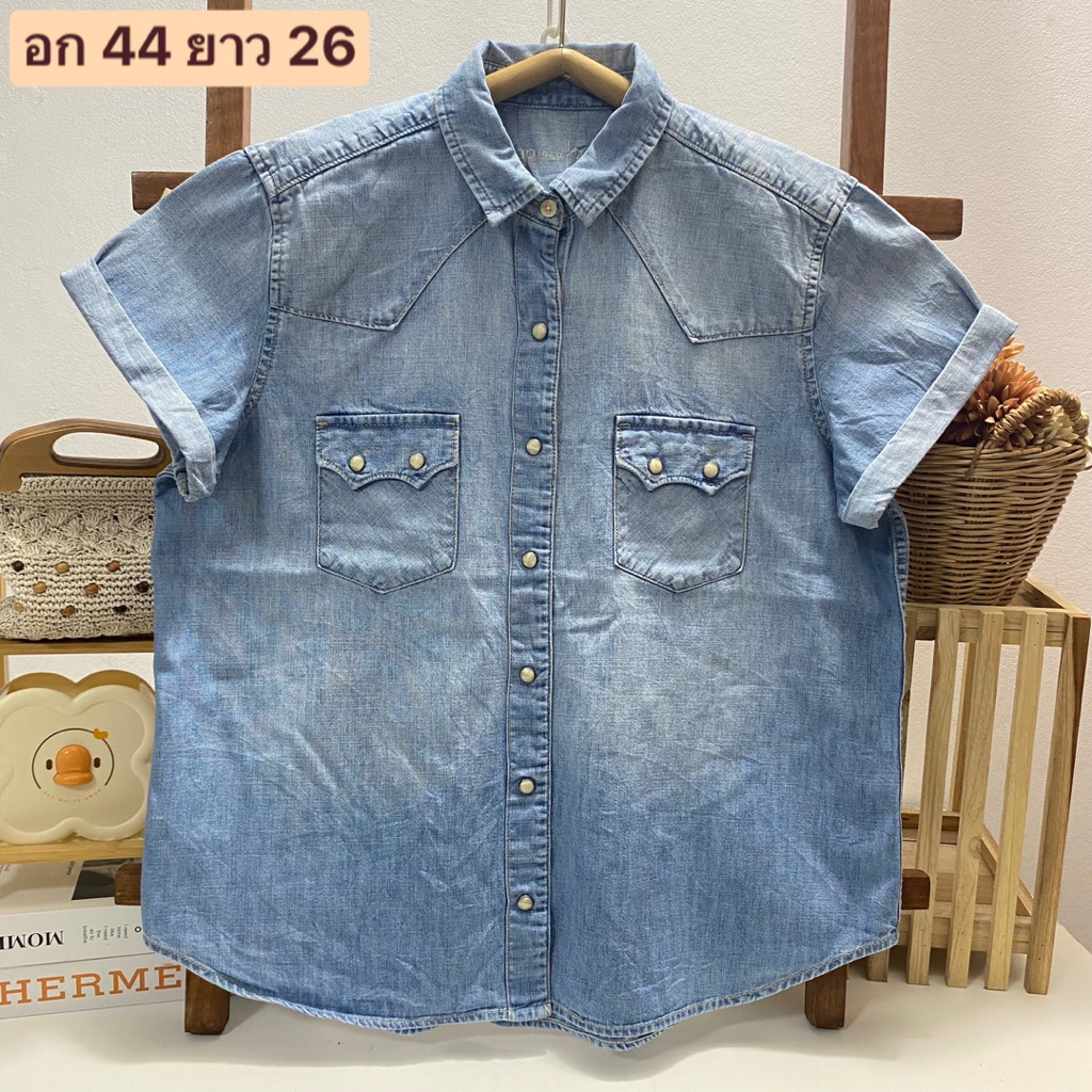 เสื้อยีนส์ แขนสั้น คอปก GAP