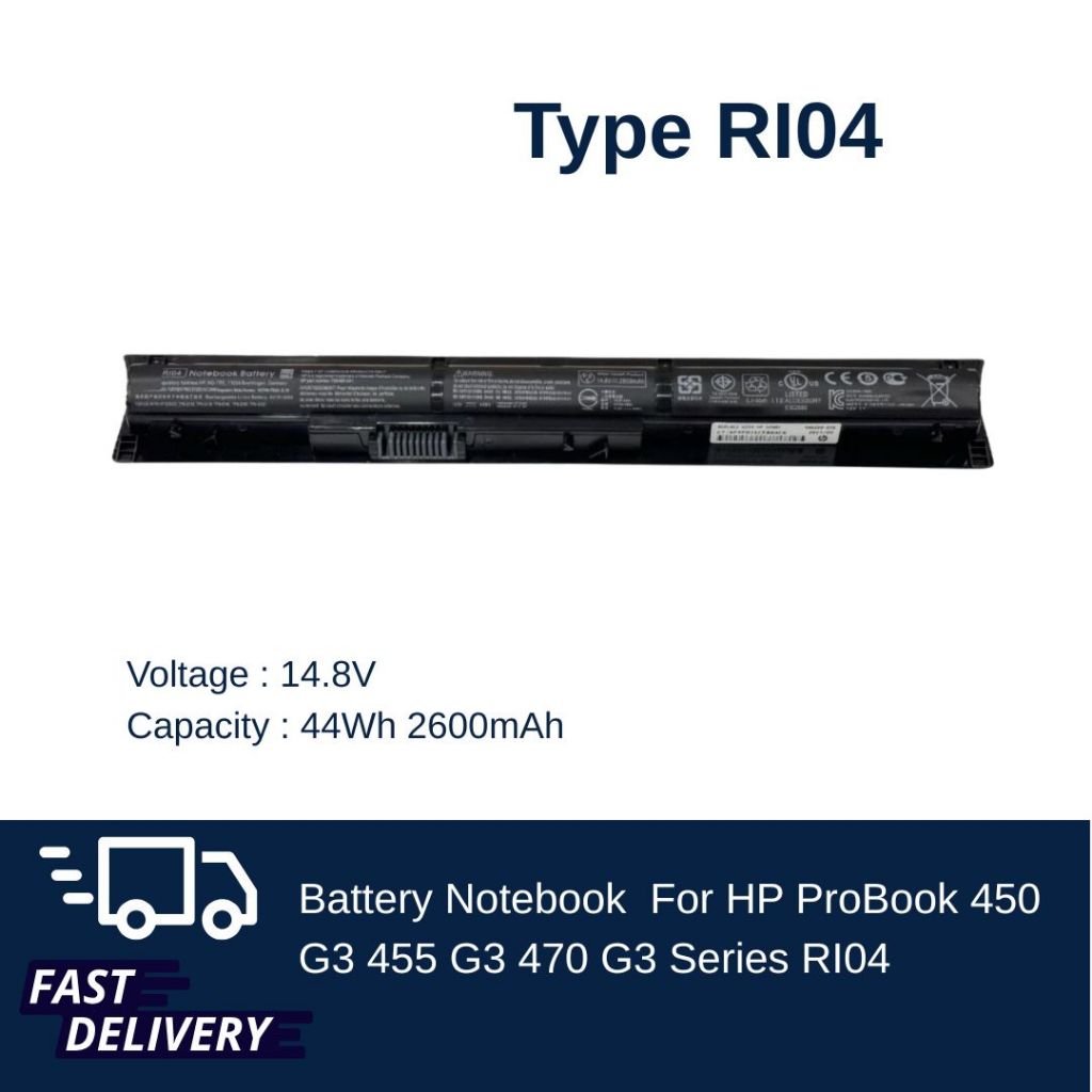 HP แบตเตอรี่ ของแท้ RI04 HP ProBook 450 G3 455 G3 470 G3 Series ส่งฟรี ประกัน 1 ปี