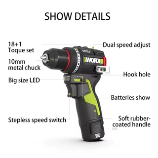 WORX WU135(2ระบบ) ,135T(3ระบบ) สว่านไร้สาย 12V รุ่นใหม่ล่าสุด smart clutch พร้อมส่งจากไทย