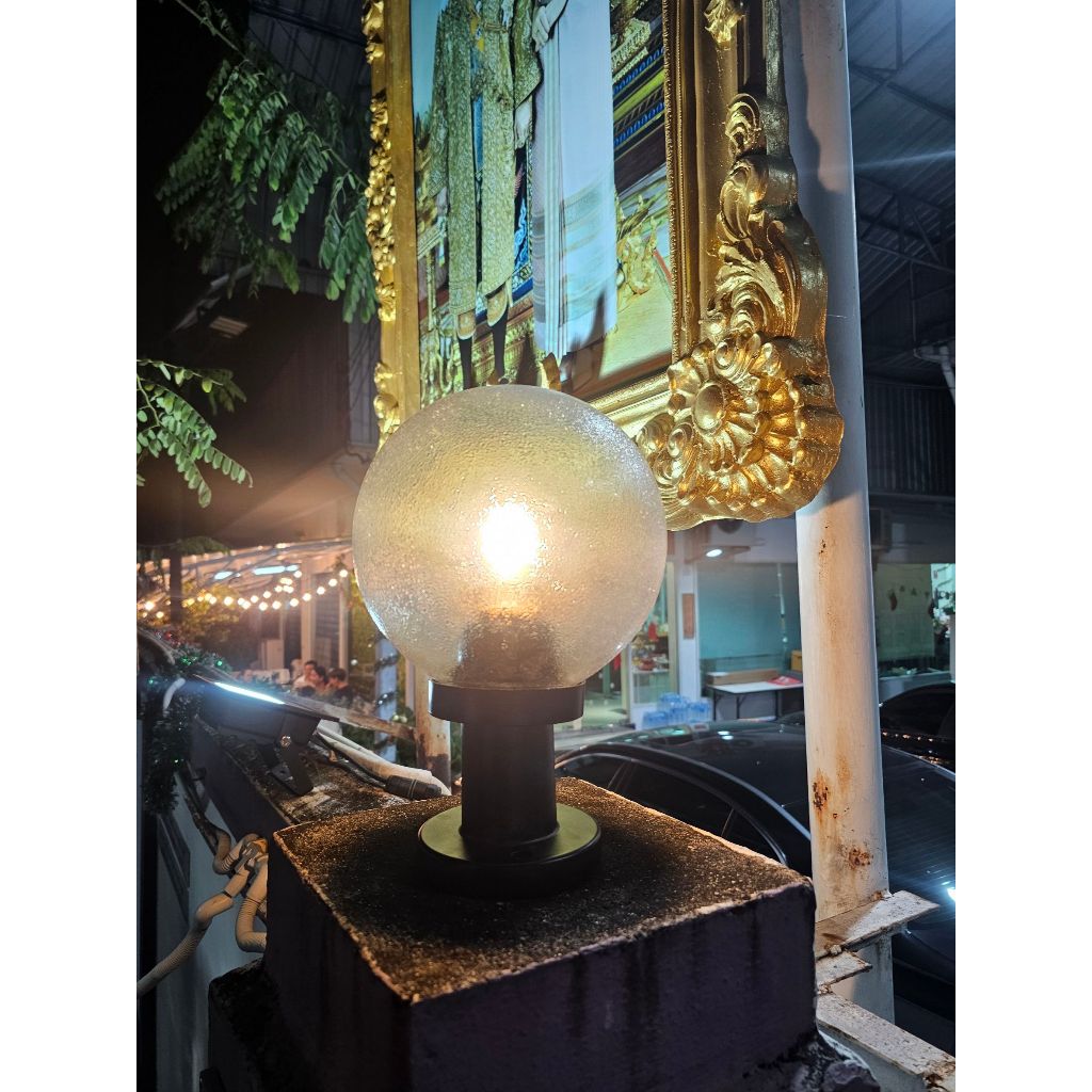 EVE โคมไฟหัวเสา สำหรับหลอดขั้ว E27 ไฟบ้าน ขนาด 8 นิ้ว ฐาน 11.8cm. มีทั้งแบบใส และ แบบขุ่น - รูปที่ 5