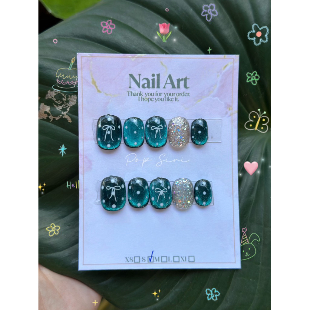 🩵เล็บเจลลายจุด สีลูกแก้ว🩵
