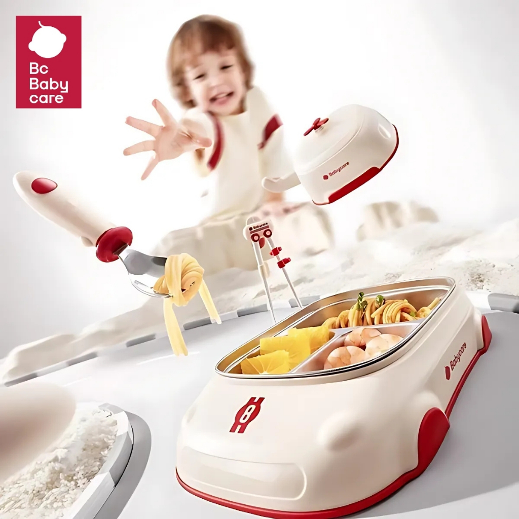 Babycare car ชุดบนโต๊ะอาหาร จานหลุม/ถ้วยอาหารเก็บอุณหภูมิ ความจุขนาดใหญ่ และตะเกียบ-ช้อนส้อม | BC Babycare Thailand