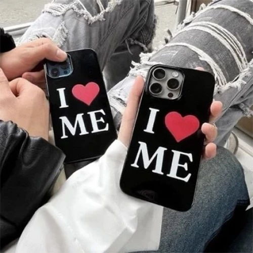 เคสไอโฟน17 เหมาะสำหรับ IPhone 15 11 13 16 12 14 Pro Max XR XS X Max 15 7 11 8 Plus รัก เคสโทรศัพท์สีดำ เคส imd