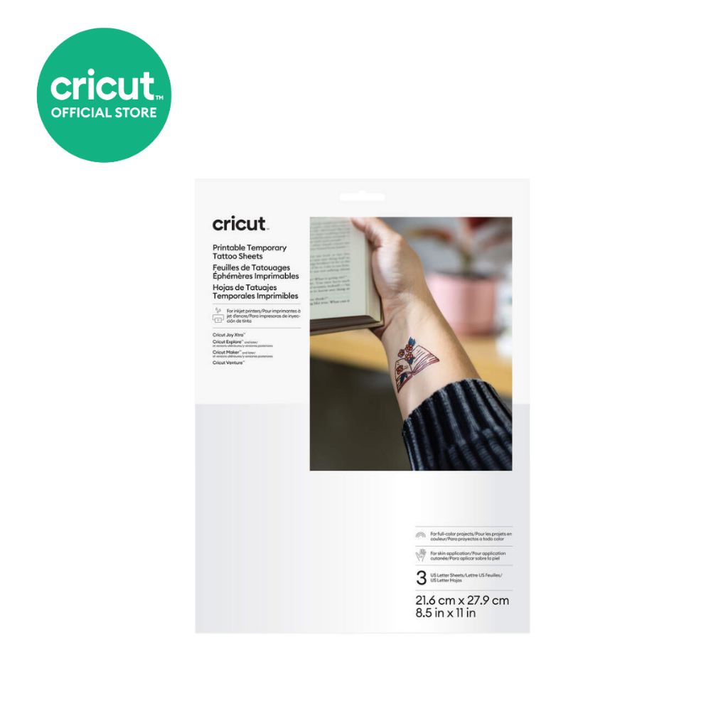 Cricut Printable Temporary Tattoo Sheets สติ๊กเกอร์แทททูแบบพิมพ์ลายและลอกออกได้