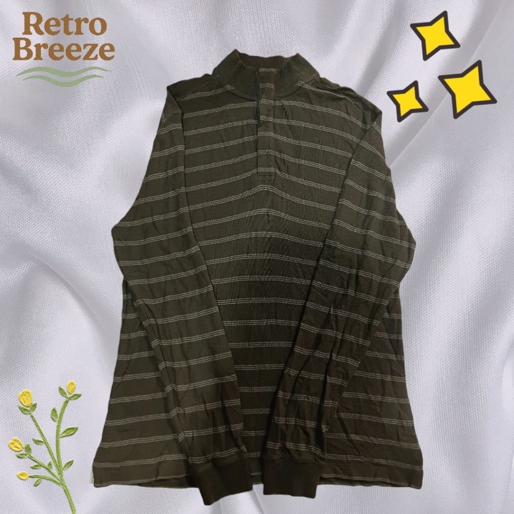 🔥 เสื้อคอซิป G.H. Bass แบรนด์เมกา โทนสีเขียว Earth Tone มือสอง สภาพดี