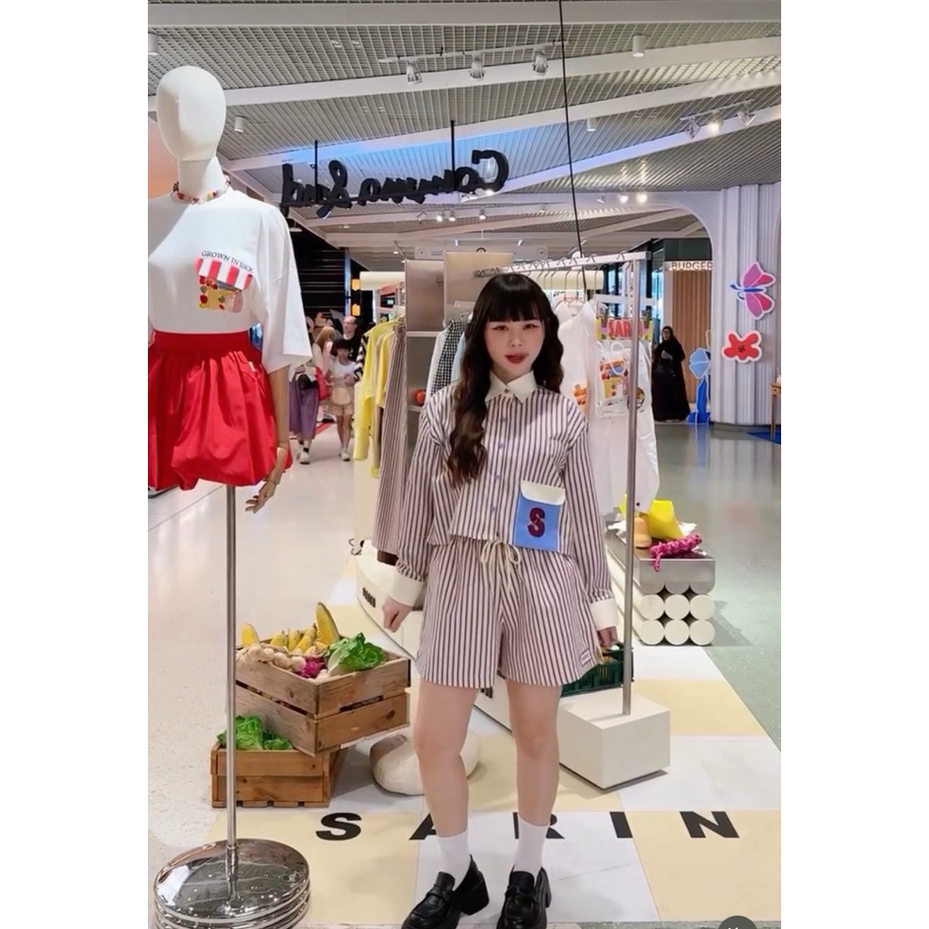 New Set S 🩷Sarin puipui error เสื้อ + กางเกง S