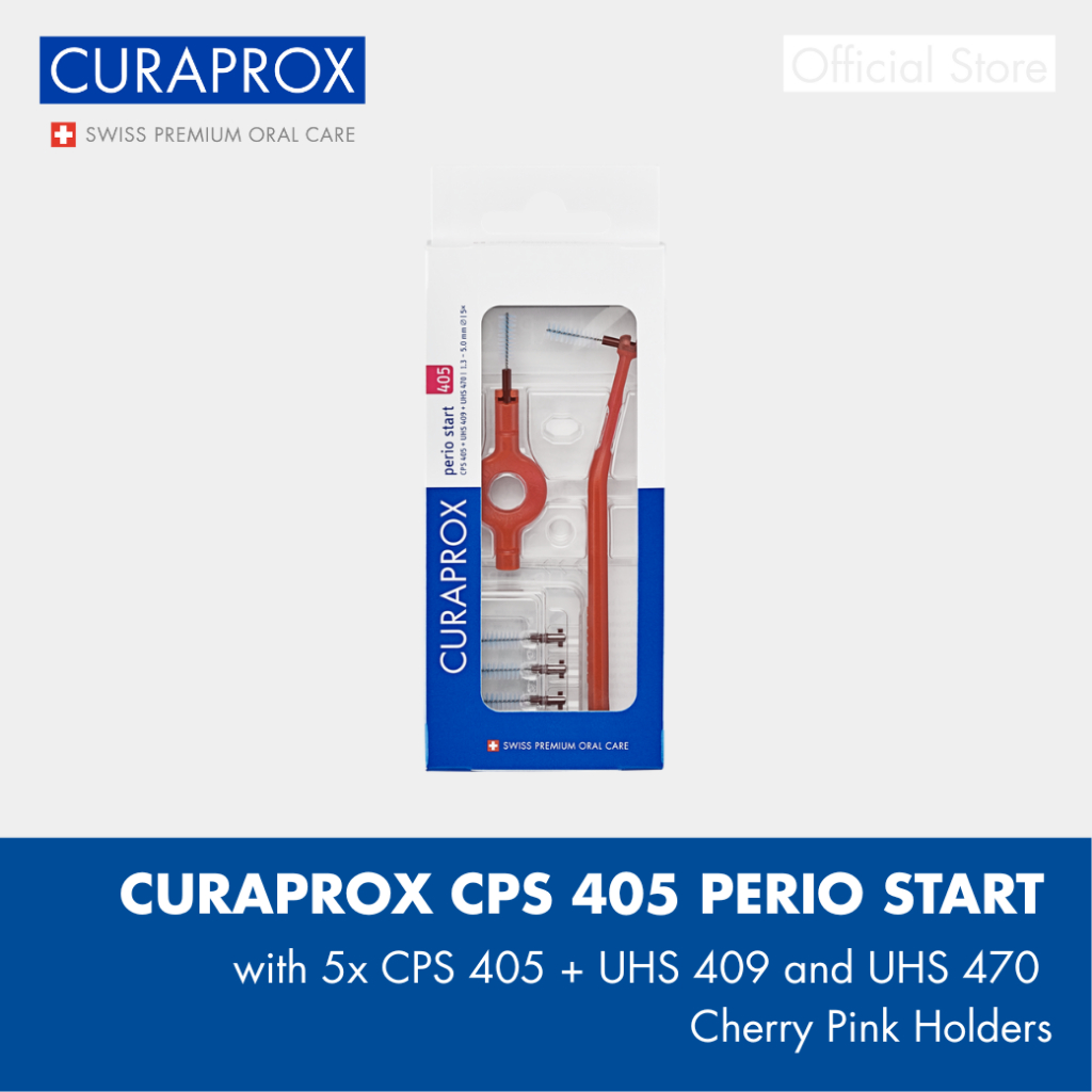 CURAPROX แปรงซอกฟัน CPS 405 PERIO START with 5x CPS 405 + UHS 470 Cherry Pink Holders