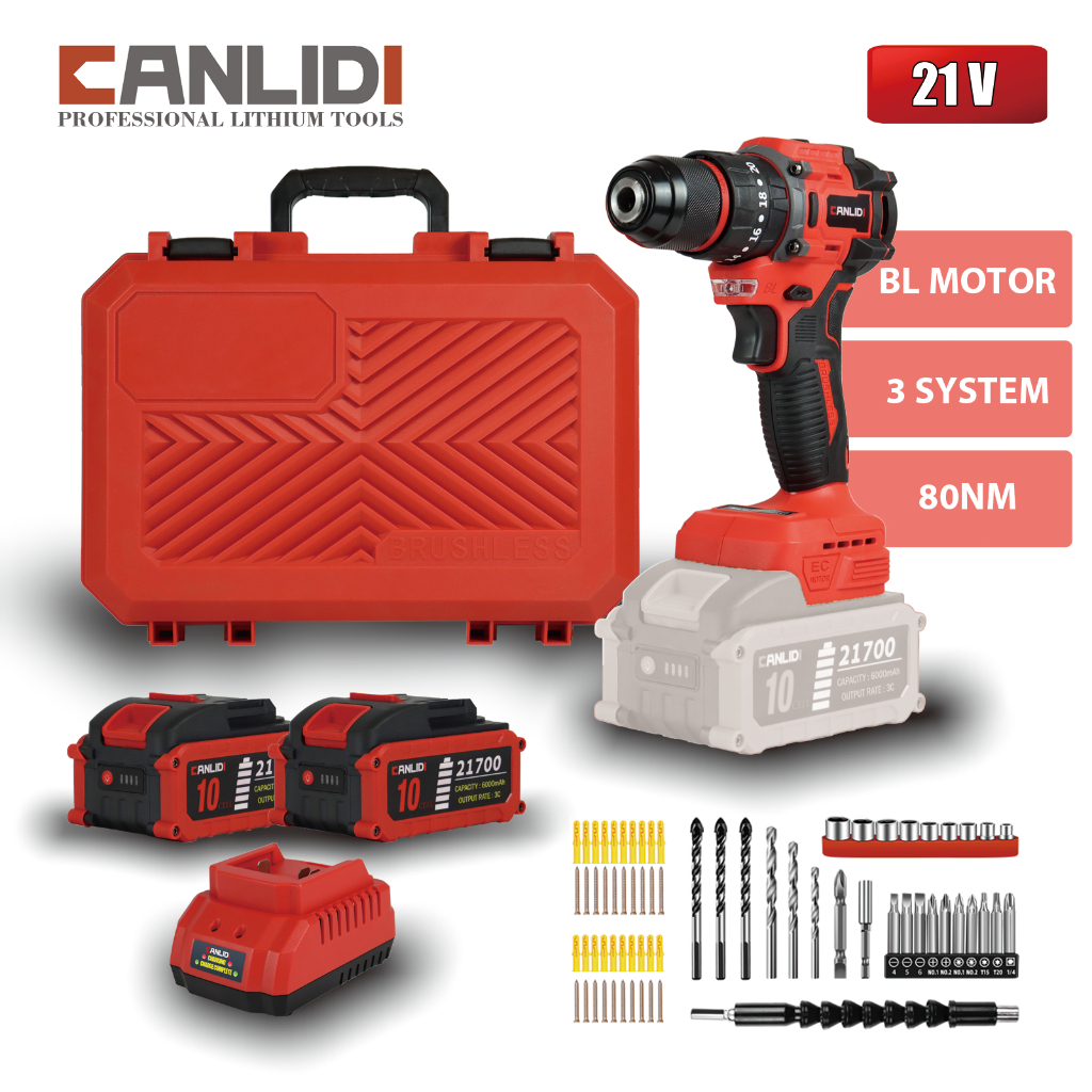 🔥จัดส่งที่รวดเร็ว🔥CANLIDI รุ่น CID-80 MT-21V 10mm สว่านไร้สาย BL มอเตอร์ไร้แปรงถ่าน สว่านกระแทกไร้สา