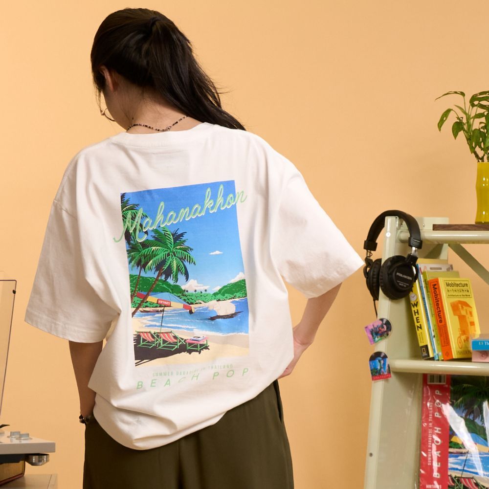 MAHANAKHON T-SHIRT CITY POP BEACH-WHITE