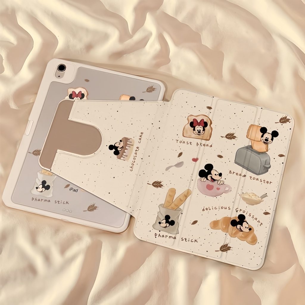 🌼ออกให้ 24 ชม🌼เคสไอแพด Gen10 Gen11 Air7 ที่ใส่ปากกา ขนมปัง มิกกี้เมาส์ เคสiPadหมุน 360° Air6 MINI7
