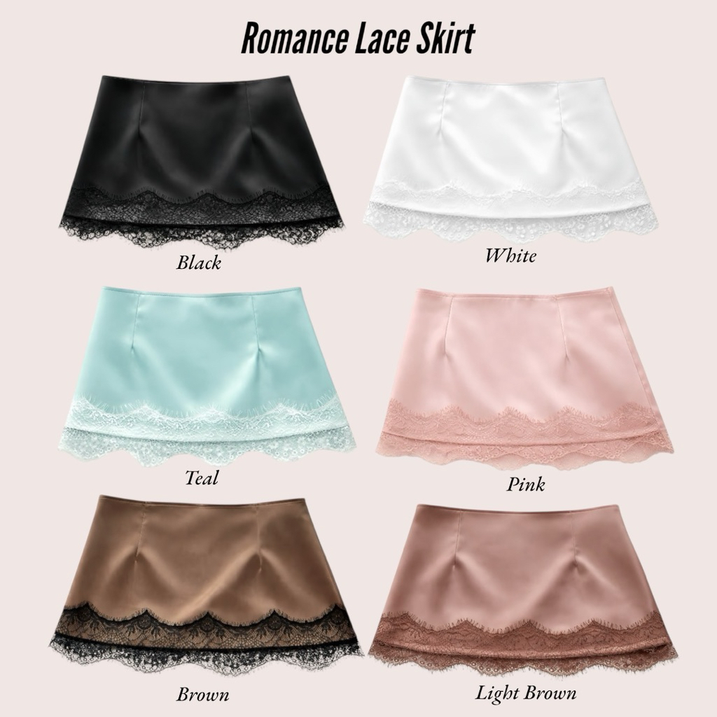 HH780✨Romance Satin Lace Skirt เอวต่ำ (590.-)