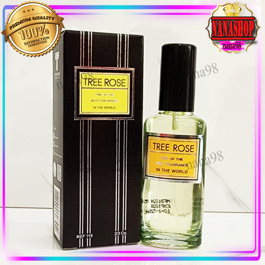 ส่งฟรี มีราคาส่ง น้ำหอม ทรีโรส กล่องดำ เพอร์ฟูม สเปรย์ TREE ROSE Perfume SPRAY ขวดใส ฝาน้ำเงิน Bonsoir 22 ml.