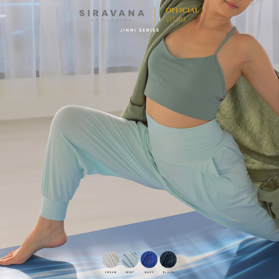SIRAVANA JINNI YOGA PANTS รุ่น POWER FLEX กางเกงทรงจินนี่ ผ้าฝ้ายซักนุ่ม ขายาวคุณภาพดี Unisex Free Size ราคา ถูกที่สุด ดีลบีเคเค