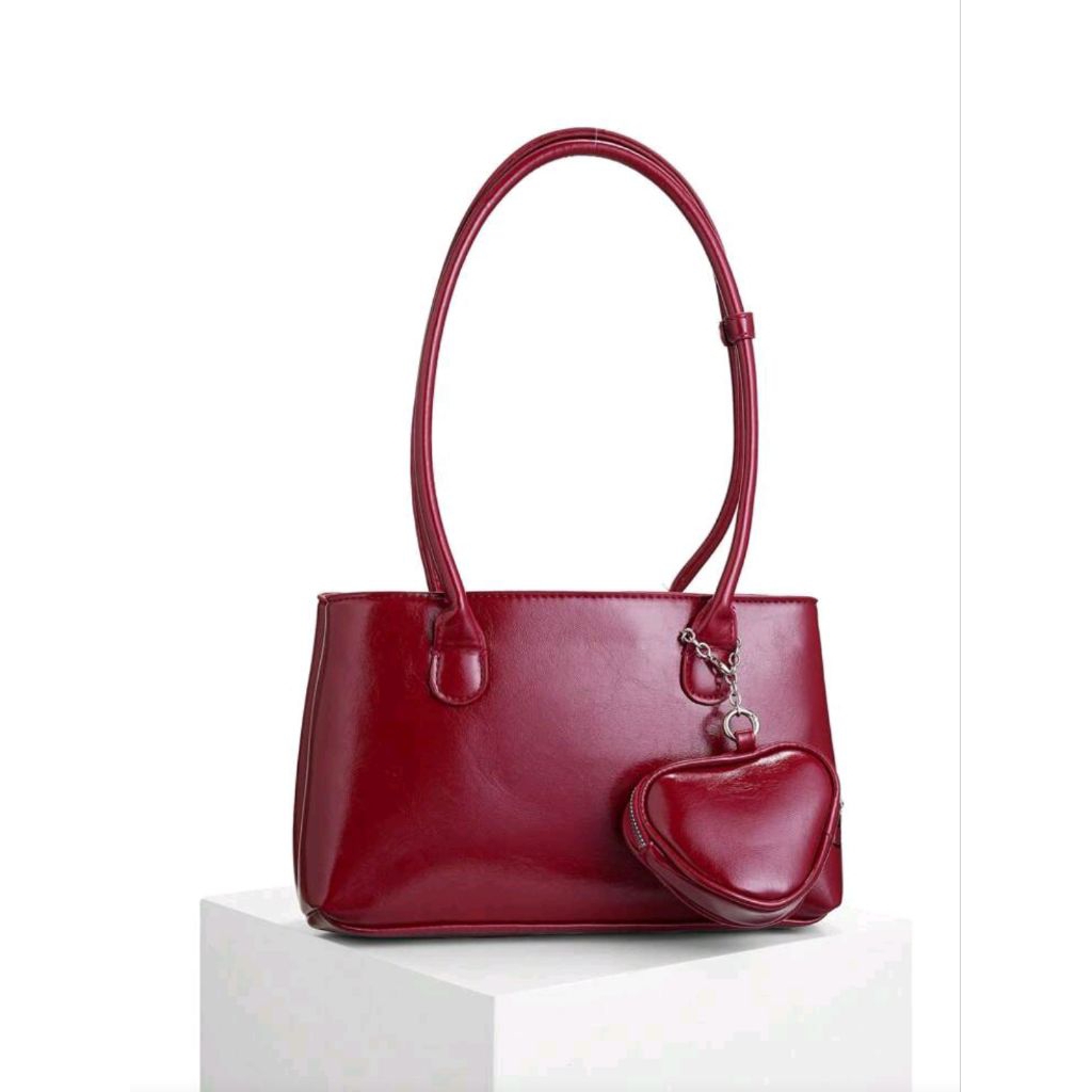 [Pre-order 7–14 วัน] DareSee กระเป๋าสะพายไหล่ รูปหัวใจ สีแดง Anchor | Korean Y2K Style