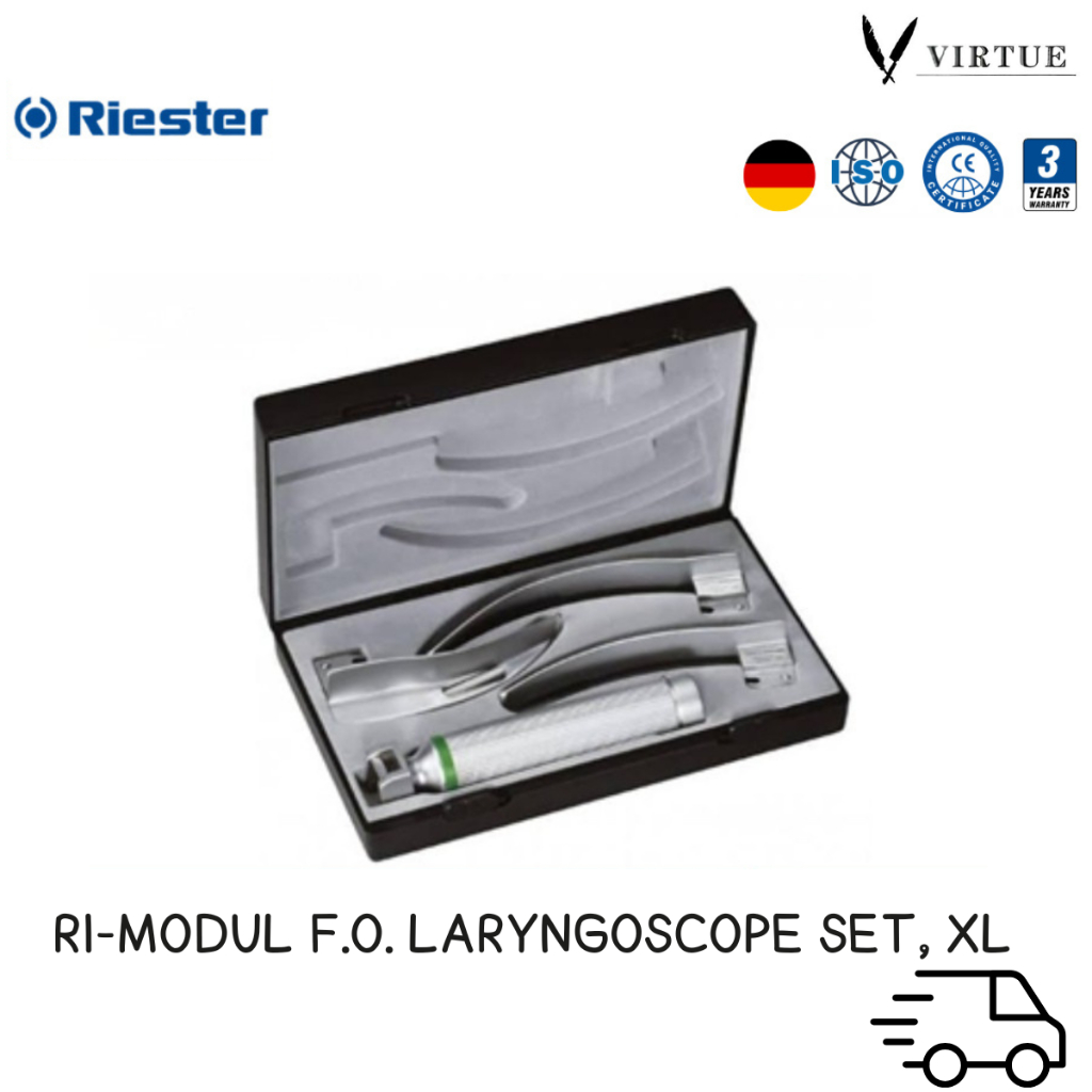 Riester RI-MODUL F.O. /LARYNGOSCOPE SET, XL2.5V  MCINTOSH BLADE NO.2,3,4 เครื่องมือส่องหลอดลม RIE-80