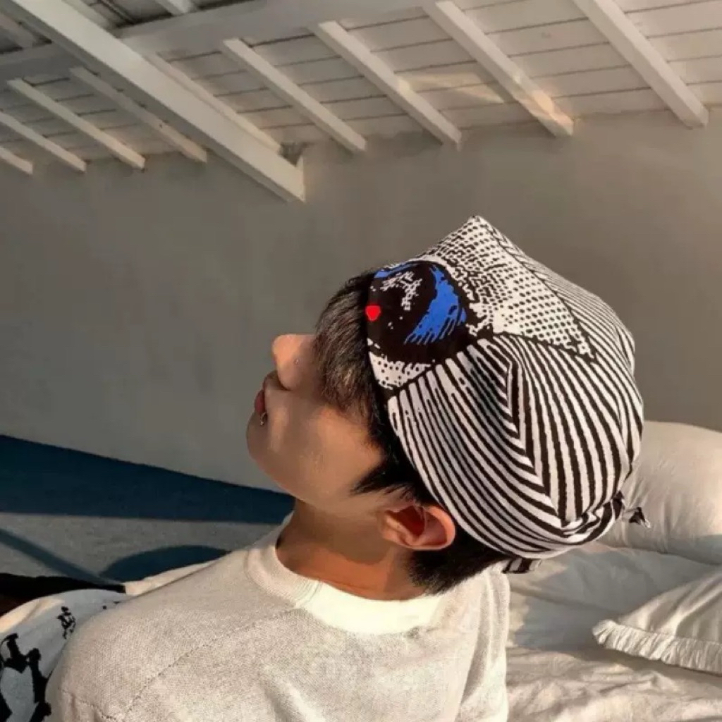 Angel Eyes bandana ผ้าโพกหัวทรงคอตตอตแท้ สไตล์เรโทร Y2K สุดอินเทรนด์ ใช้ได้หลากหลายโอกาส