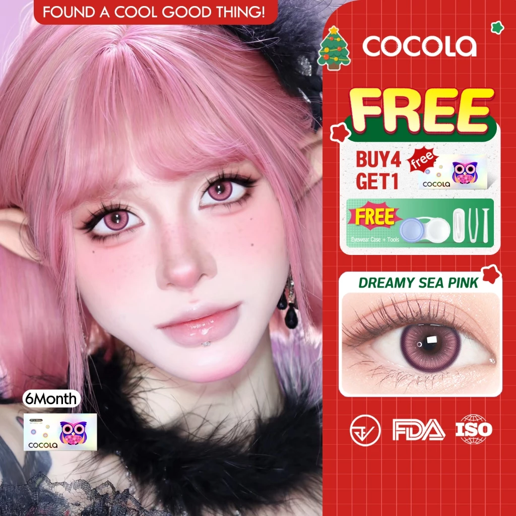 【Buy 5 Get 1 Free】จัดส่งภายใน 24 ชม. (pink / brown / blue / purple) ความชุ่มชื้นสูง (2 เลนส์) DIA14.2mm HE250-7