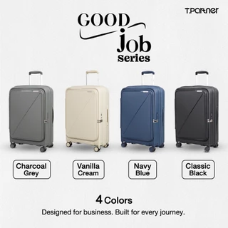 [ประกัน 3 ปี] Tpartner GOOD Job – กระเป๋าเดินทางล้อลาก ฝาเปิดหน้า ใส่ Laptop ได้ 17 นิ้ว สีสุภาพ