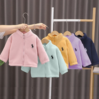 💥ส่งจากไทย💥  เสื้อกันหนาวเด็กบุกำมะหยี่ ซิบหน้า 2-10 ขวบ CK0…