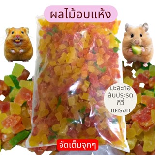 ผลไม้รวมอบแห้ง​ 1กิโล สำหรับกระรอก ชูก้าไรเดอร์ หนูแฮมเตอร์