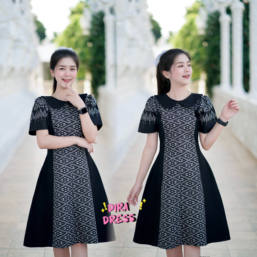 PIRA DRESS เดรสผ้าฝ้าย สีดำ ลายสวยๆ