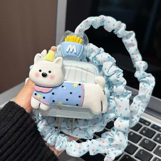 ชุดถนอมสายชาร์จ ลาย หมาเสื้อฟ้า ชุดตกเเต่งสายชาร์จ สำหรับ ไอโฟน 18w/20w/35w