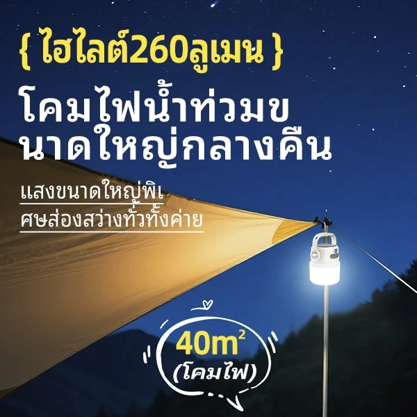 โคมไฟแคมป์ปิ้ง พลังงานแสงอาทิตย์ ไฟแคมป์ปิ้ง กันน้ำ โคมไฟฉุกเฉินแบบพกพา ไฟฉุกเฉิน โคมไฟตั้งแคมป์ thumbnail 8