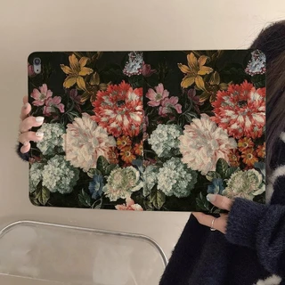 🚀จัดส่งทันที🚀case iPad Oil painting flowers Gen12 Pro11 Gen9 Air5 mini7 cuteghost เคสไอแพด Gen9/8/7