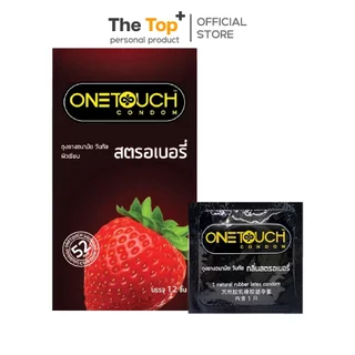 Onetouch ถุงยางอนามัย กลิ่นสตรอว์เบอร์รี เนื้อถุงยางสีชมพู ชนิดเรียบ บาง น้ำมันซิลิโคน ไซส์ 52 มม.
