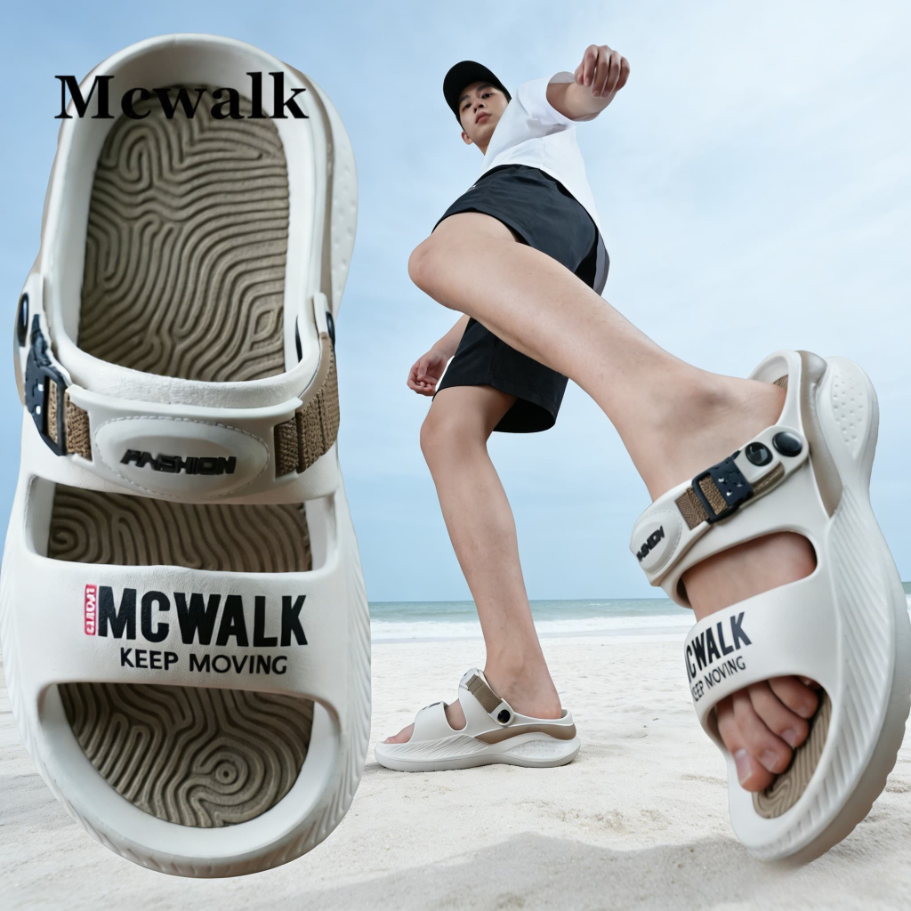 MCWALK|รองเท้าแตะชายสำหรับทะเล|ส้น5cm|กันลื่น|สีฟ้า