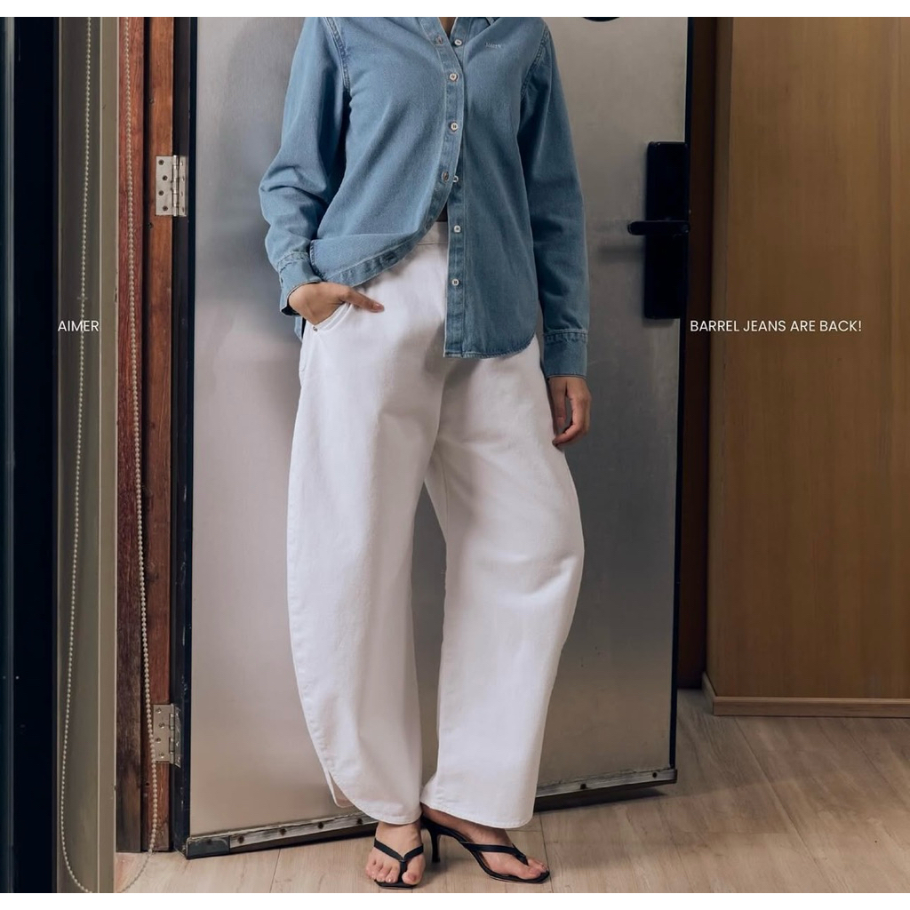 [พร้อมส่งจากกทม.]AIMER - Barrel Jeans (S)กางเกงยีนส์ ทรงขาบอลลูน