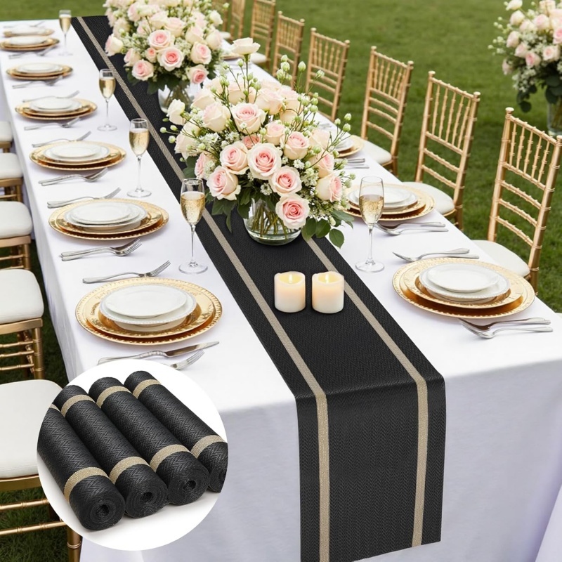 30*150/180 ซม PVC ทอโต๊ะรับประทานอาหาร Runner สําหรับรับประทานอาหารห้องครัวกันน้ํา ทำความสะอาดง่าย ผ้าปูโต๊ะกันน้ํา