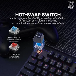 NUBWO คีย์บอร์ดเกมมิ่ง X806 100% Hot-Swap CIY Mechanical RGB 16 โหมด พร้อม Knob ปรับเสียง