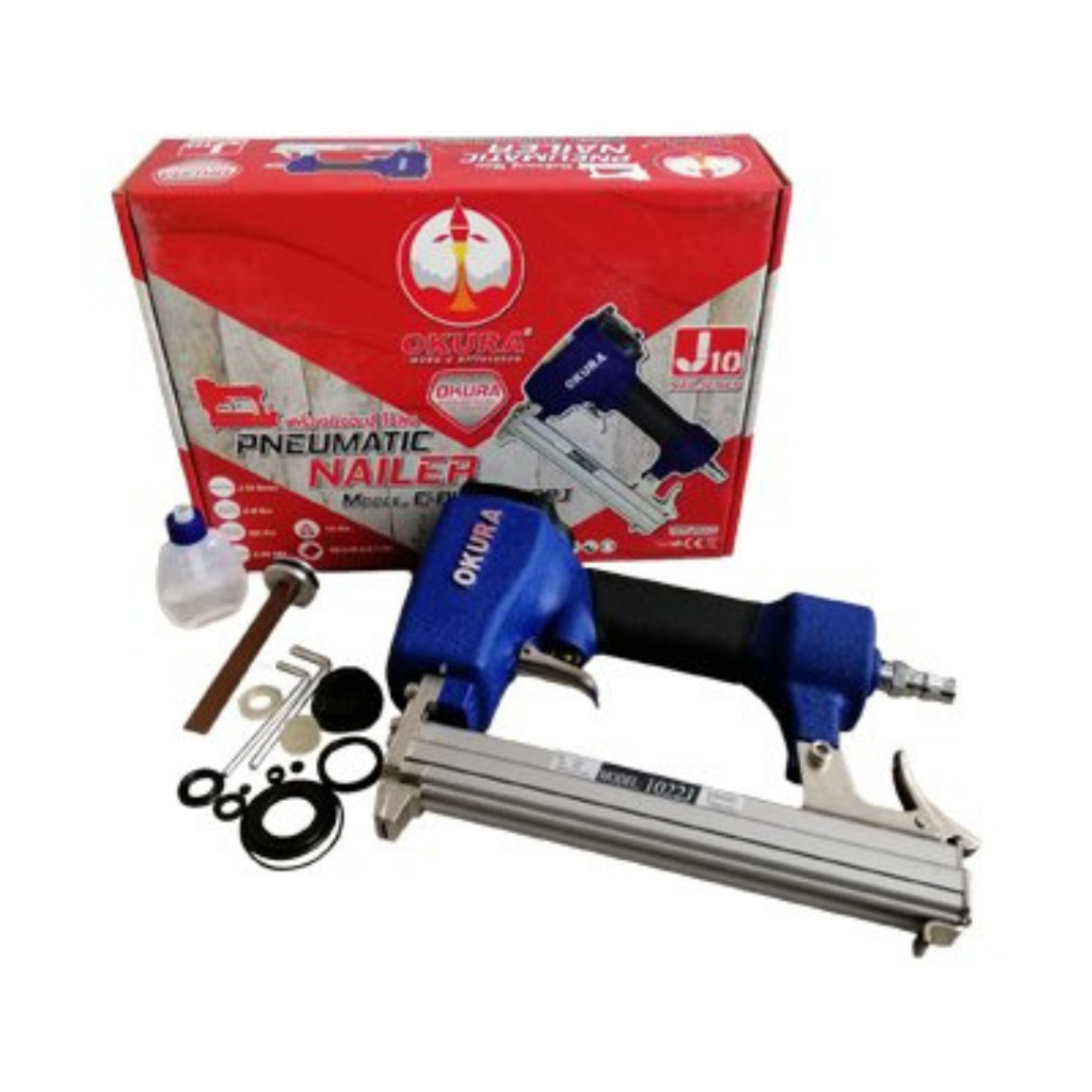 OKURA เครื่องยิงแม็กลม รุ่น C-OK-PN1022J ปืนยิงแม็กลมขาคู่ เครื่องยิงตะปูลม ปืนยิงตะปูลม