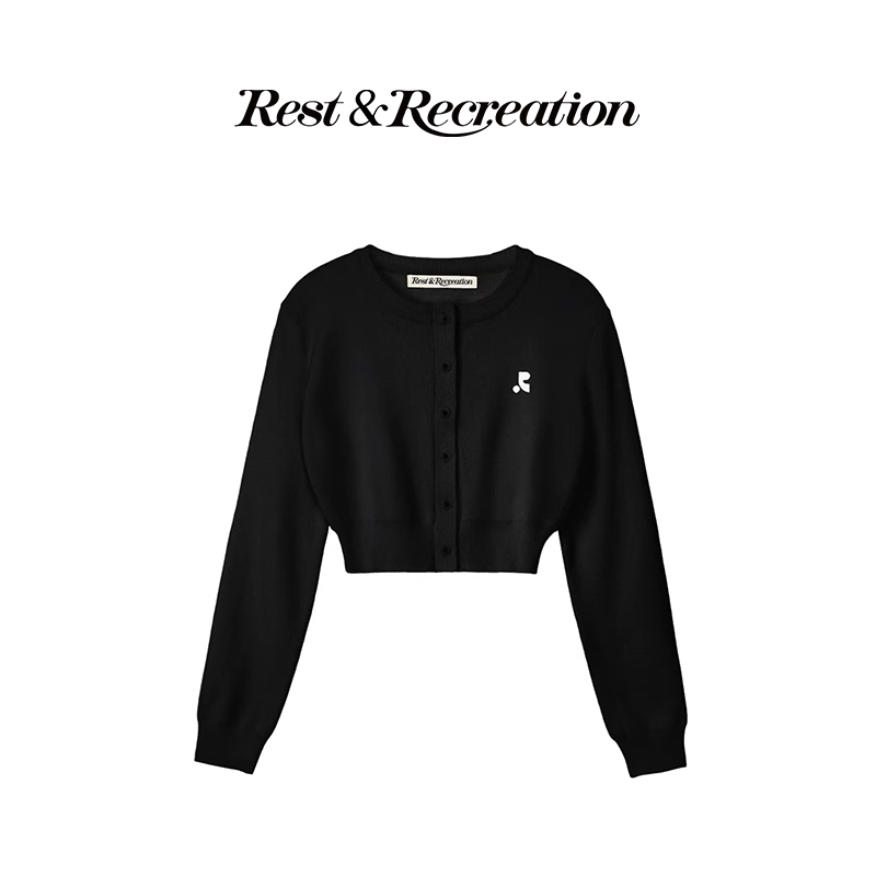 Rest and Recreation🇰🇷 RR CROPPED KNIT CARDIGAN - PINKเสื้อคาร์ดิแกนถักทรงเข้ารูปสั้น