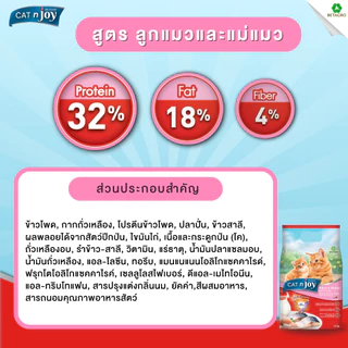 CAT n joy อาหารลูกแมวและแม่แมว สำหรับแมวอายุไม่เกิน 1 ปี และแม่แมวตั้งท้อง รสไก่และนม 1.2 กก.
