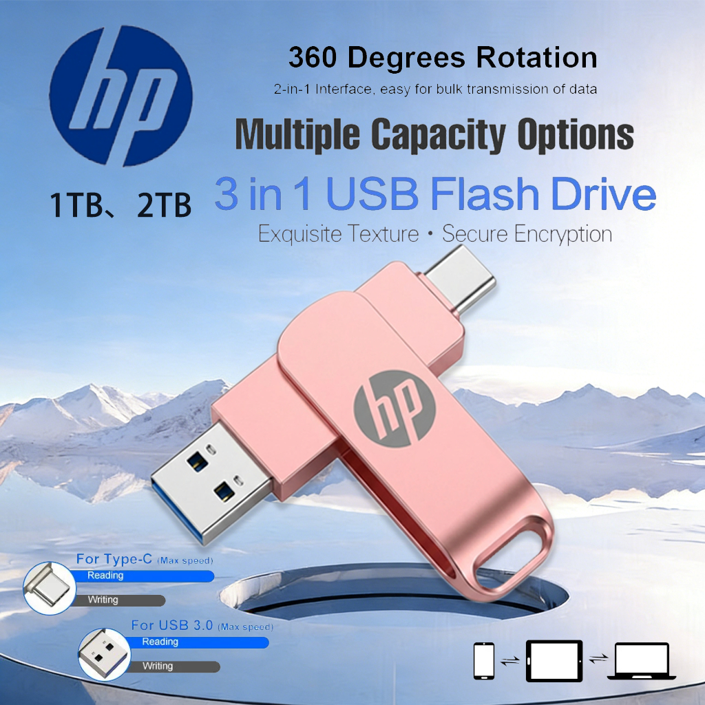 Typec 2 in 1 โทรศัพท ์ มือถือ u Disk HP คุณภาพสูง Dual Drive Flash Memory USB 3.0 ความเร ็ วสูง Memo