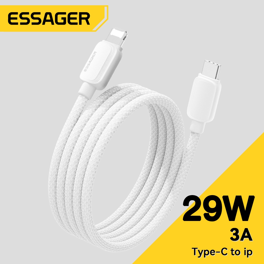 Essager PD29W 3A Type C ถึง L สายชาร์จ ส่งข้อมูลเร็ว 480Mbps มีเวลโคร for ip