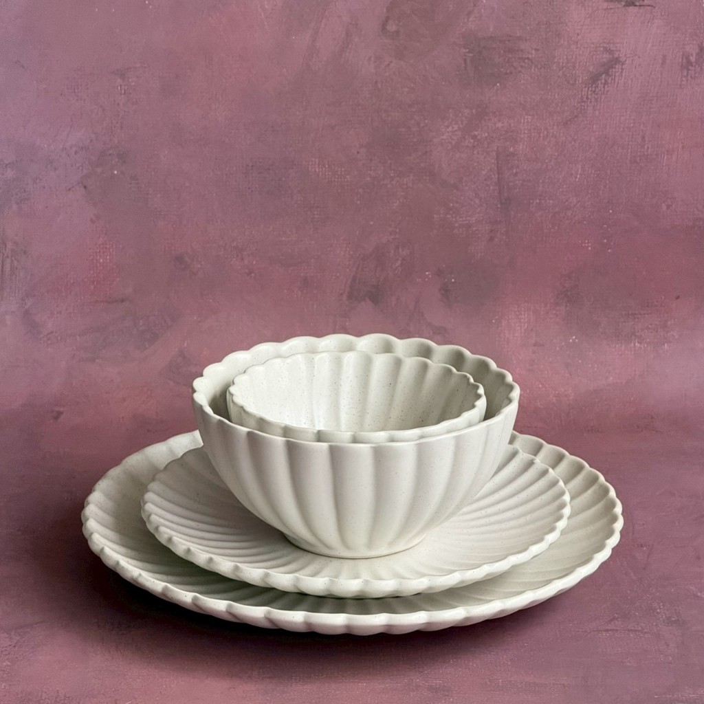 เซ็ตจานชามเซรามิค จานเซรามิค ชามเซรามิค ทรงดอกไม้ สีขาว Dinnerware set Plate Bowl – AT1CERAMIC ราคา ถูกที่สุด ดีลบีเคเค แกลเลอรีภาพที่ 6