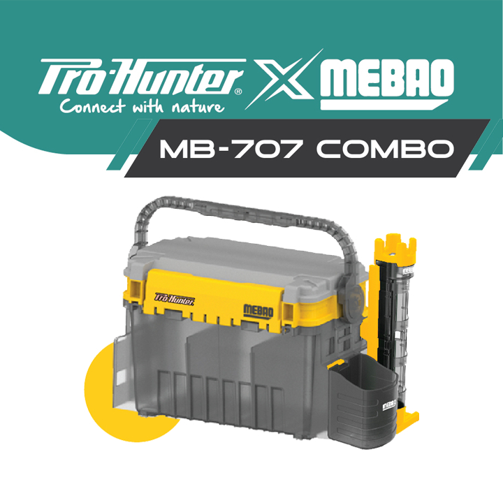 PRO-HUNTER MEBAO MB-707 COMBO กล่องใส่อุปกรณ์ตกปลา พร้อมที่เสียบคันเบ็ดและที่วางแก้วน้ำ