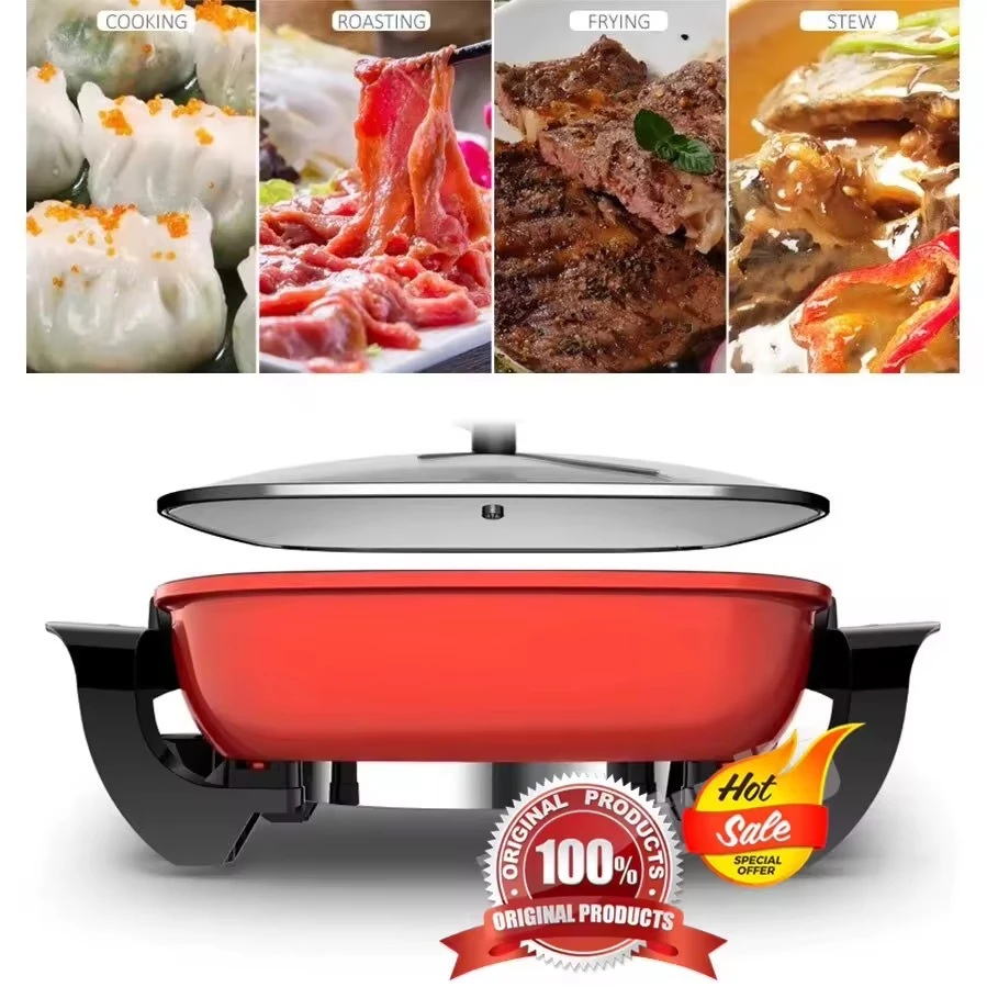 รับประกัน 6 ปี หม้อไฟฟ้า 5L กระทะไฟฟ้า กระทะไฟฟ้าเคลือบสารกันติดอเนกประสงค์ หม้อทอดและปรุงอาหารไฟฟ้าสำหรับ 5-10 คน - รูปที่ 3