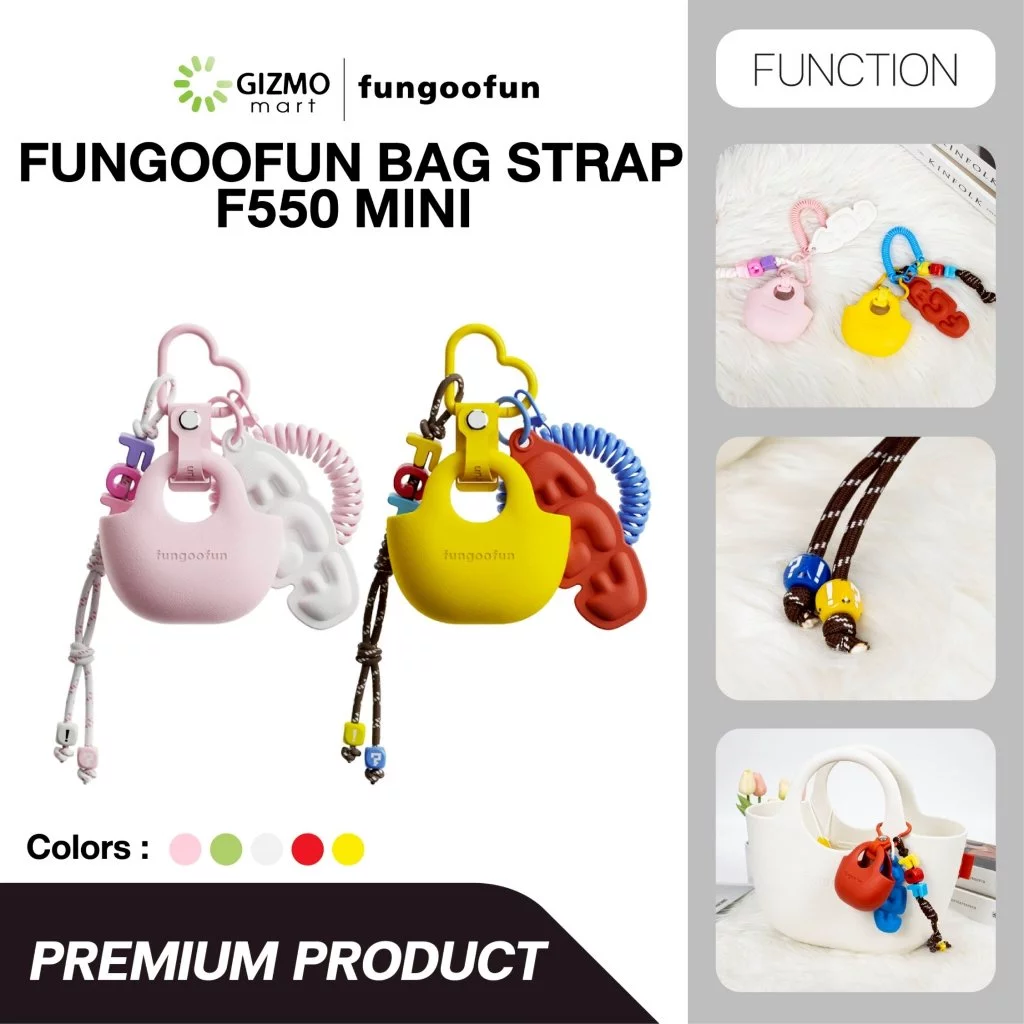 fungoofun รุ่น F550 พวงกุญแจรูปกระเป๋า Bag Strap Widgets Mini สีเหลือง สีขาว สีชมพู สีเขียว สีแดง