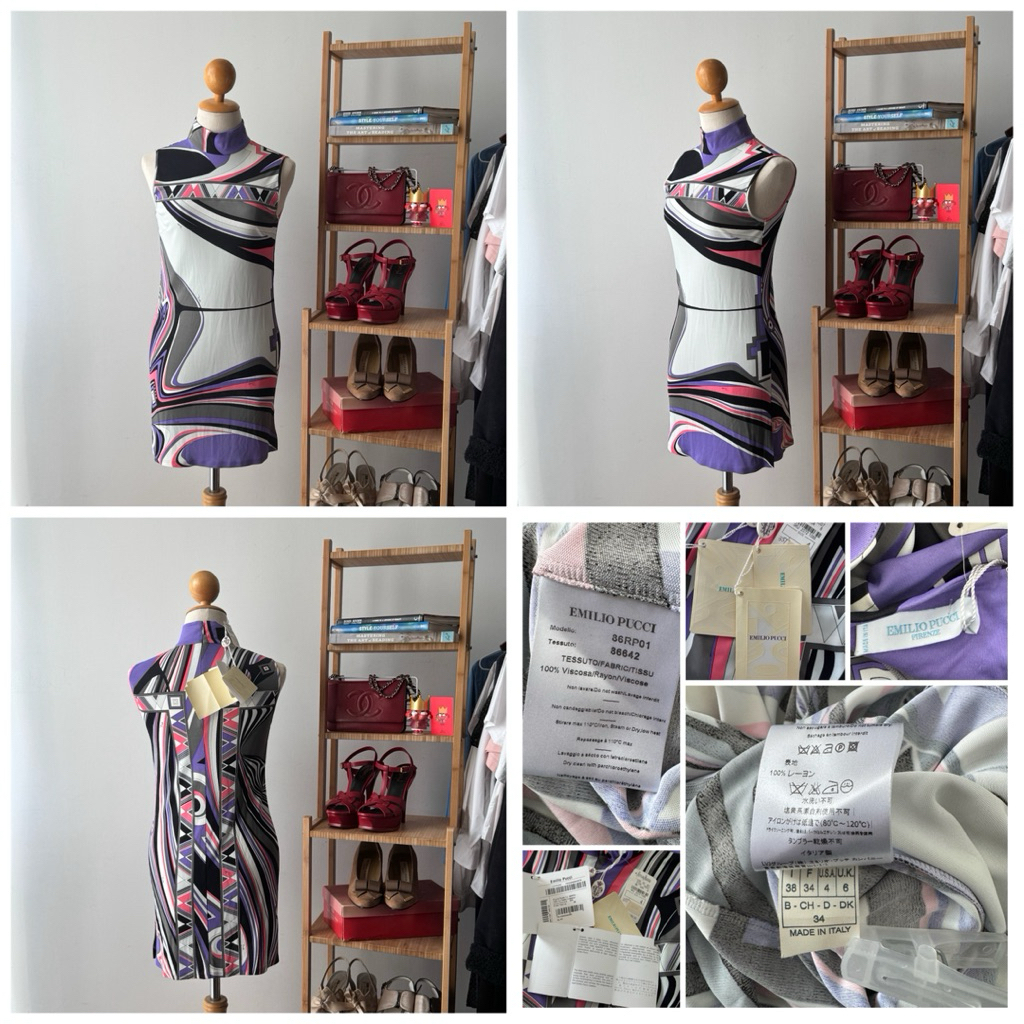 Pre-owned Emilio Pucci Sleeveless Print Dress Size 34 Minor Snags |NXIM117