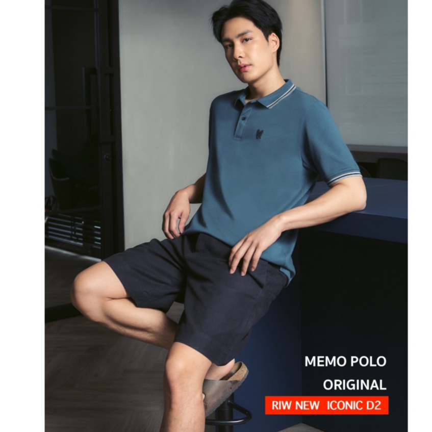 AEIOU🦊เสื้อโปโล Memo กระดุม 2 ปกคอริ้ว Polo RIW New Iconic (Best Seller) D2