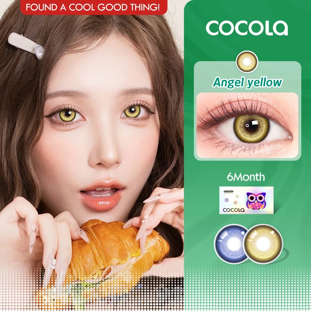 【จัดส่งจากประเทศไทย】COCOLA คอนแทคเลนส์ Golden yellow / Blue คอนแทคเลนส์ 6M 14.5mm👁️COCOLA HF126-3