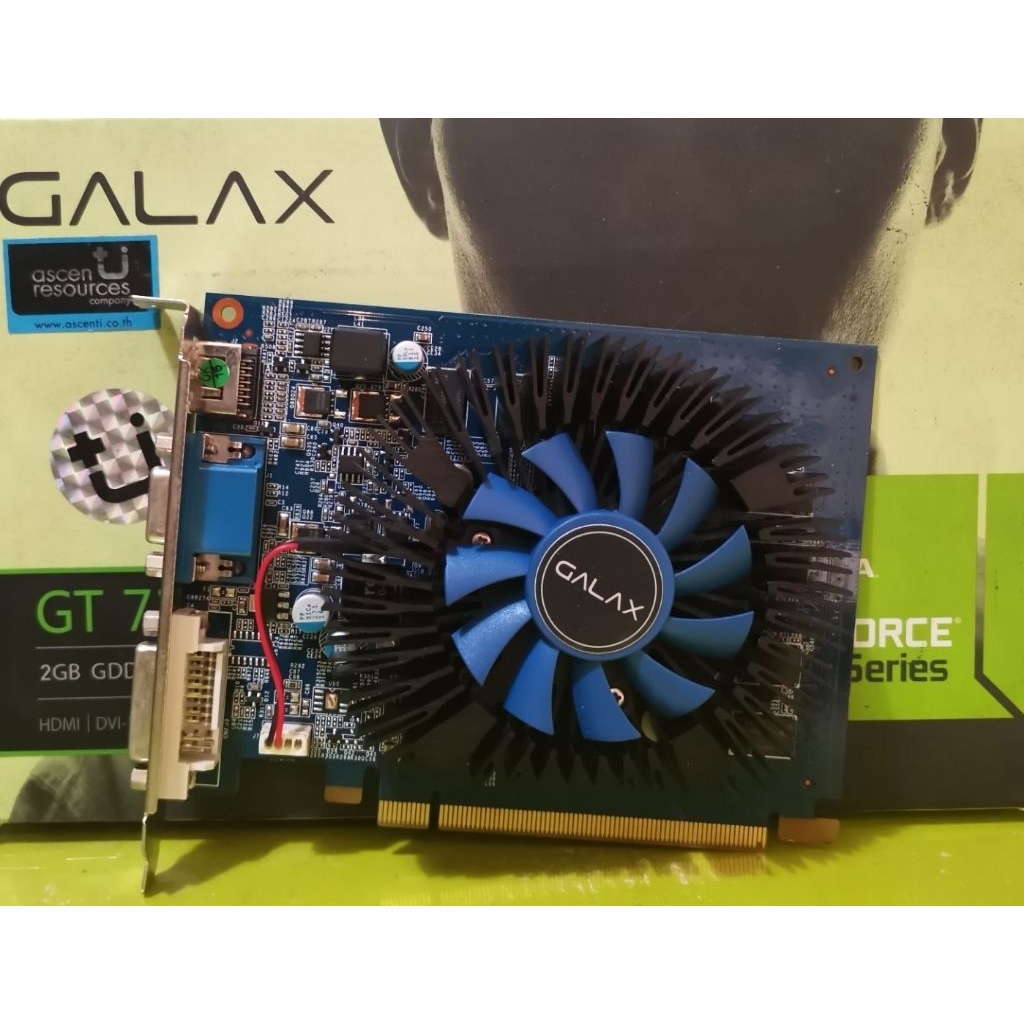 การ์ดจอ GALAX รุ่น Nvidia GT 730 2GB DDR3  ไม่ต่อไฟเลี้ยง (no box) สินค้ามือสอง ไม่มีกล่อง