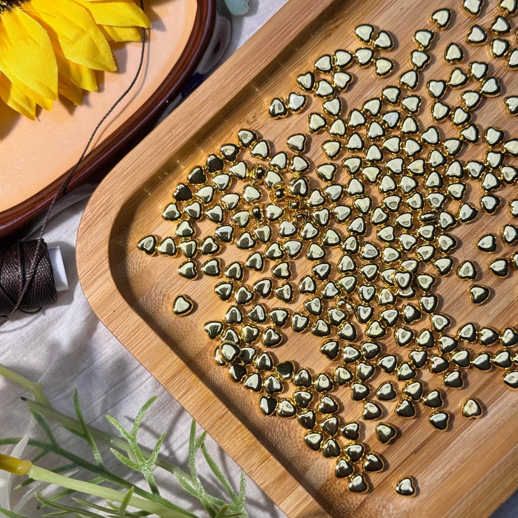 ลูกปัด CCB เคลือบสีทอง สำหรับงานเครื่องประดับ DIY (Gold Plated CCB Beads) 50-100 ชิ้น