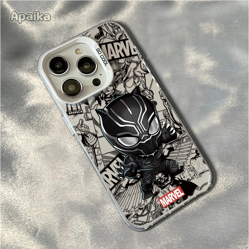 For เคส iPhone 11 12 13 14 15 16 17 pro max x xr xsmax เคสไอโฟน 14 15 16 plus สำหรับผู้ชาย IMD กันกระแทกเท่ๆปีศาจสีดำ
