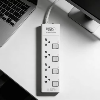 Anitech ปลั๊กไฟ 4 ช่อง 4 สวิตช์ รุ่น H7154-WH กำลังไฟ 3500 วัตต์ สายยาว 5 เมตร