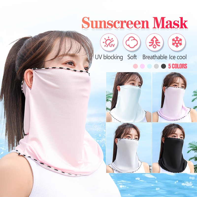 ผ้าคลุมหน้ากันแดด  หน้ากากกันUV ป้องกัน ผ้าเรยอน แบบหูแขวน 360° รู้สึกเย็นสบาย ฤดูร้อน กีฬากลางแจ้ง